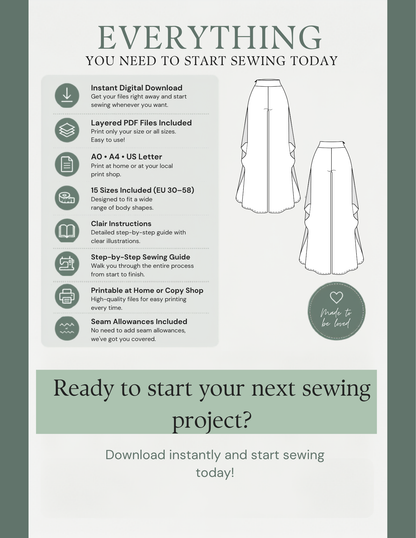 Clara Pants -Digital PDF Sewing Pattern