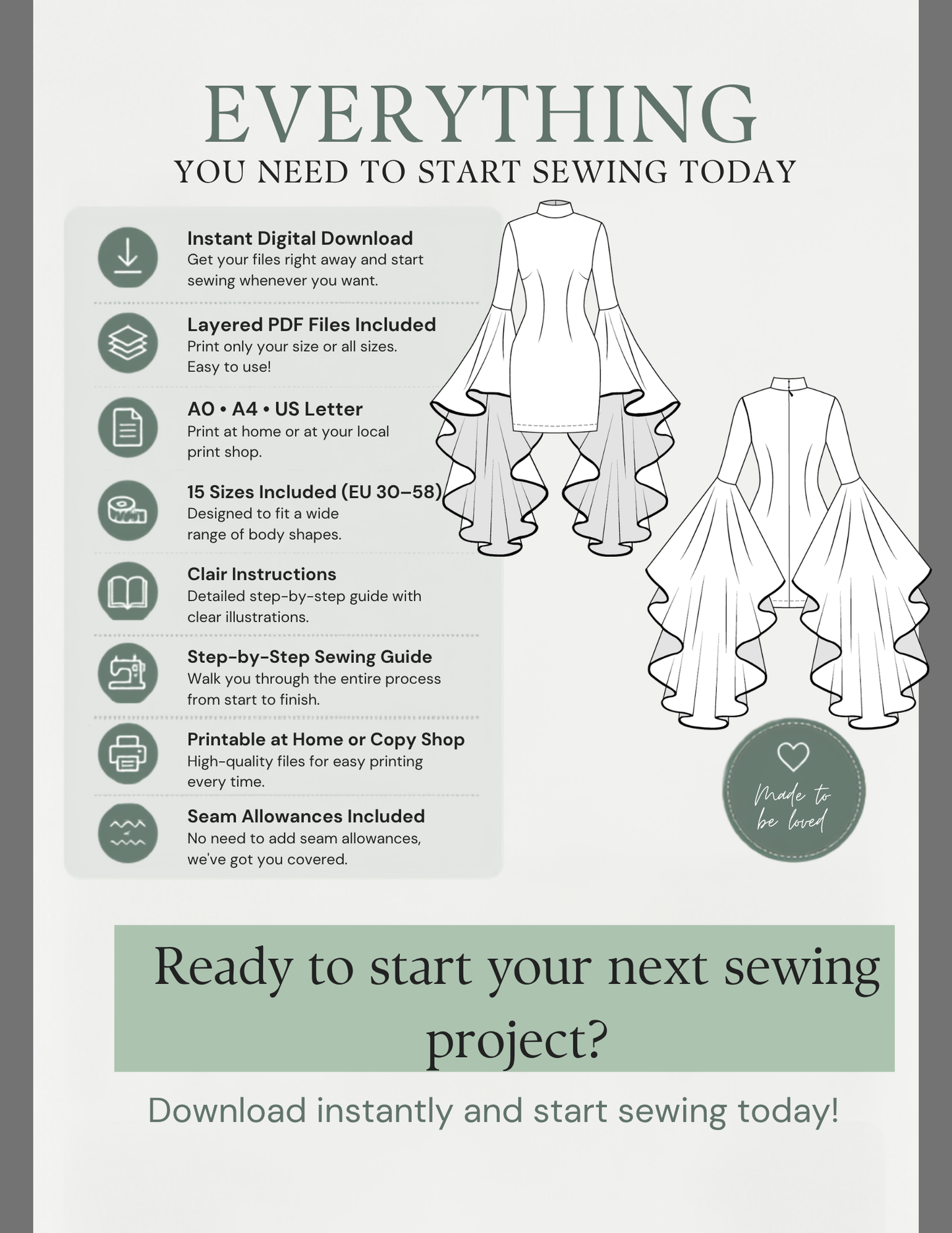 Mona Flow Dress -Digital PDF Sewing Pattern